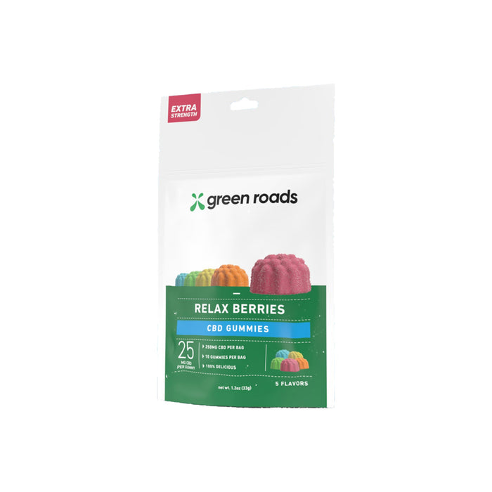 Green Roads Extra Strength CBD Relax Berries (10 and 30 Count) 10 Count front | CBDdatabase.com