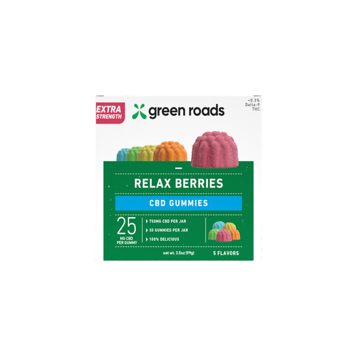 Green Roads Extra Strength CBD Relax Berries (10 and 30 Count) 30 Count front | CBDdatabase.com