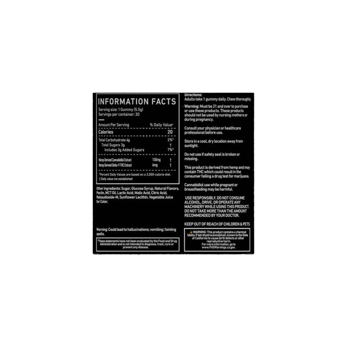 Green Roads Kiwi Kush Delta 9 THC and CBD Relax Gummies (30 Count) back | CBDdatabase.com