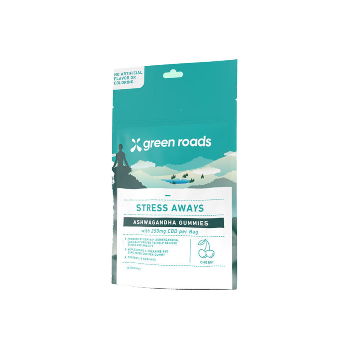 Green Roads Stress Aways CBD Gummies with Ashwagandha (10 and 30 Count) front | CBDdatabase.com