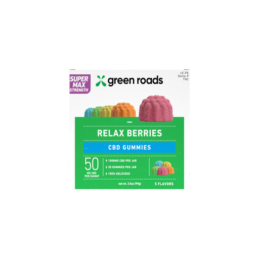 Green Roads Super Max Strength CBD Relax Berries 1500mg (30 Count) front | CBDdatabase.com