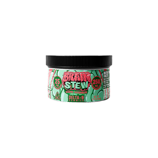 Haze Brain Stew Delta 9 THC Gummies 250mg 10 Count Warped Watermelon jar front | CBDdatabase.com