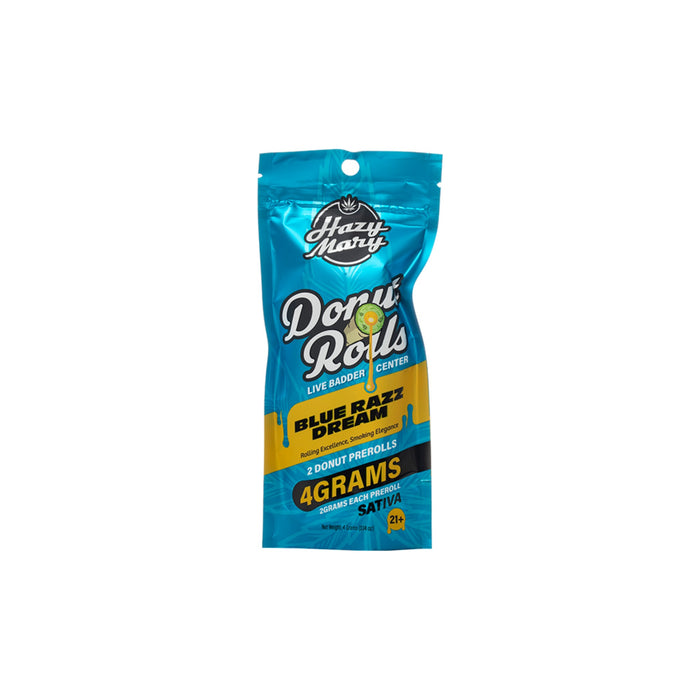 Hazy Mary Donut Rolls Live Badder THCA Pre-Rolls 4g (2 Count) Blue Razz Dream