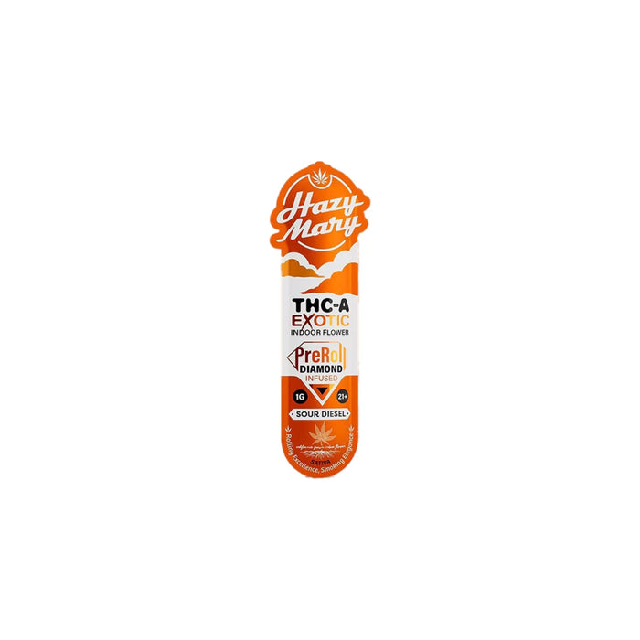 Hazy Mary Exotic Indoor THCA Diamond Infused Pre-Roll 1g Sour Diesel