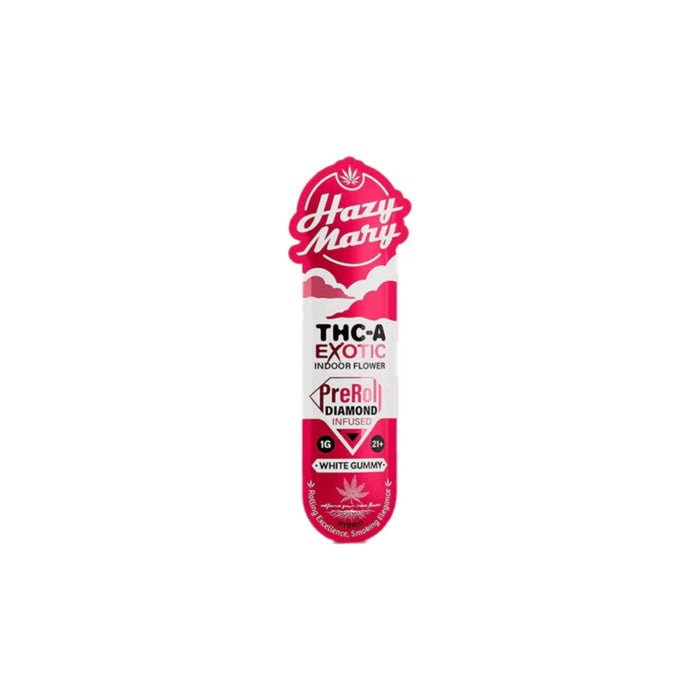 Hazy Mary Exotic Indoor THCA Diamond Infused Pre-Roll 1g White Gummy