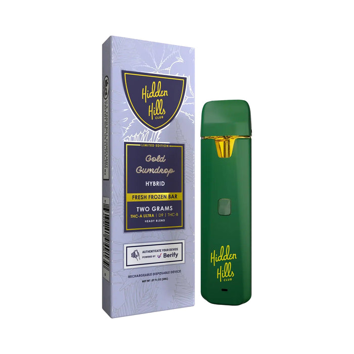 Hidden Hills Club Heady Blend THCA Delta 9 and THC-B Disposable Vape 2g Gold Gumdrop