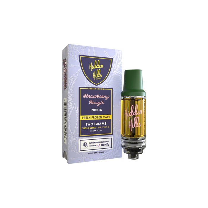 Hidden Hills Fresh Frozen Heady Blend Vape Cartridge 2g Strawberry Cough
