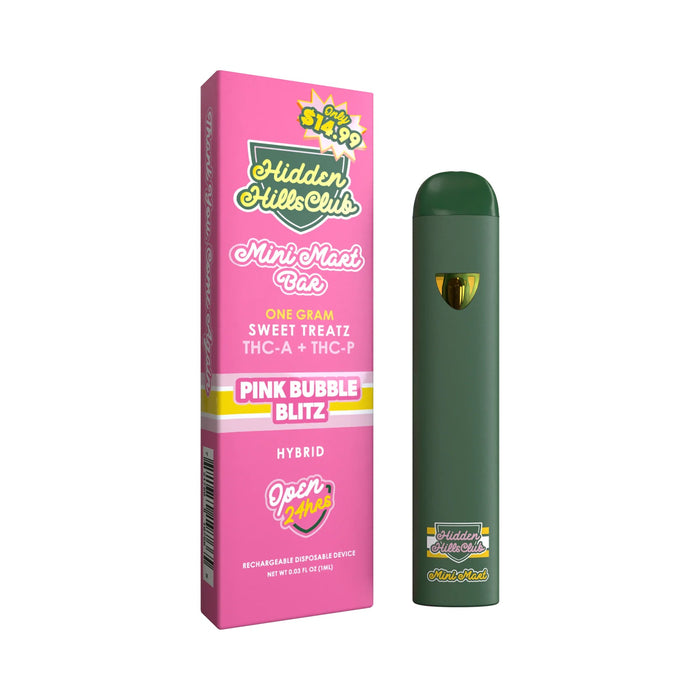 Hidden Hills Mini Mart Sweet Treatz THCA and THCP Disposable Vape 1g Pink Bubble Blitz