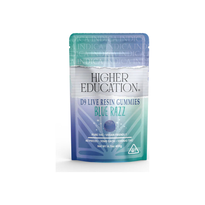 Higher Education D9 Live Resin Gummies Blue Razz pouch