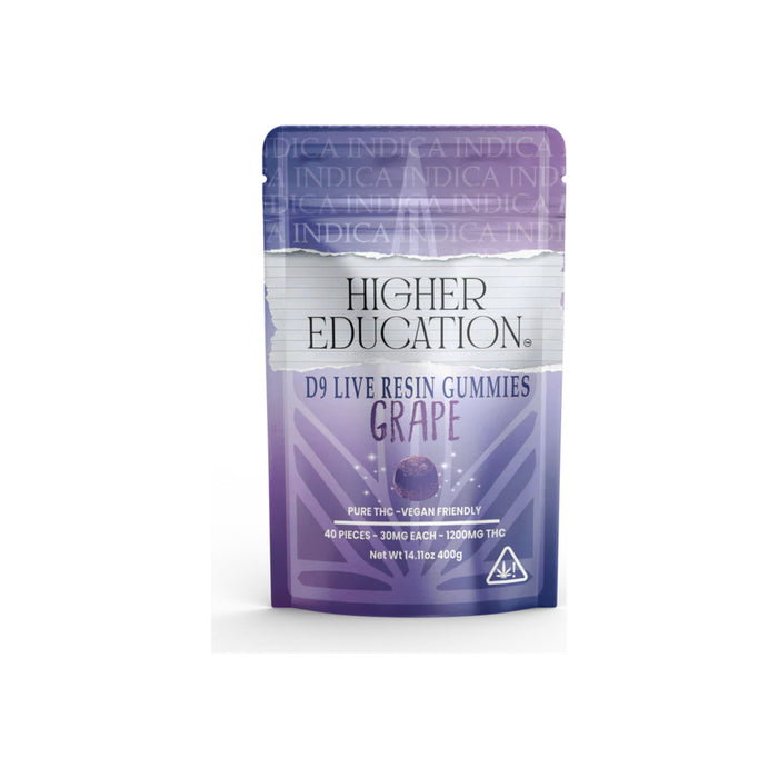 Higher Education D9 Live Resin Gummies Grape pouch