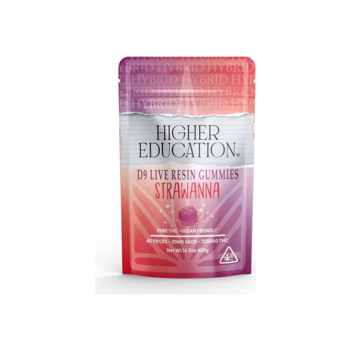 Higher Education D9 Live Resin Gummies Strawnana pouch