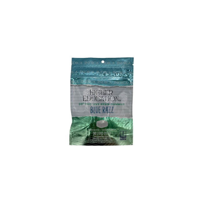 Higher Education D9 Live Resin Gummies 100mg Blue Razz pouch