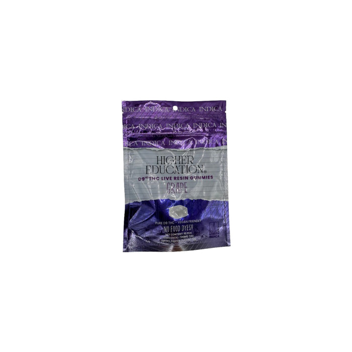 Higher Education D9 Live Resin Gummies 100mg Grape pouch