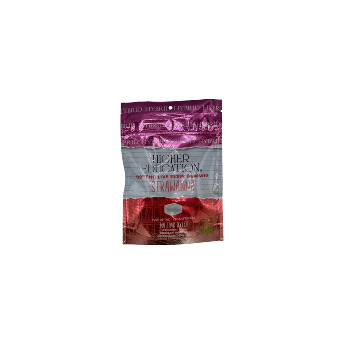 Higher Education D9 Live Resin Gummies 100mg Strawnana pouch