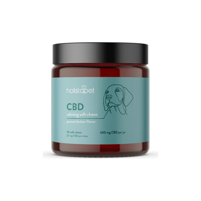 HolistaPet Calming CBD Dog Soft Chews Peanut Butter 150mg to 600mg (30 Count) 600mg (20mg per chew)