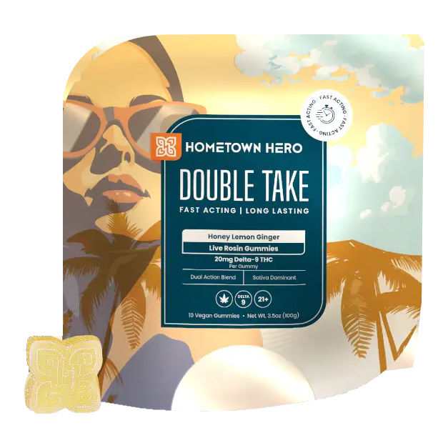 Hometown Hero Double Take Delta 9 Gummies Honey Lemon Ginger 20mg (10 Count) | CBDdatabase.com