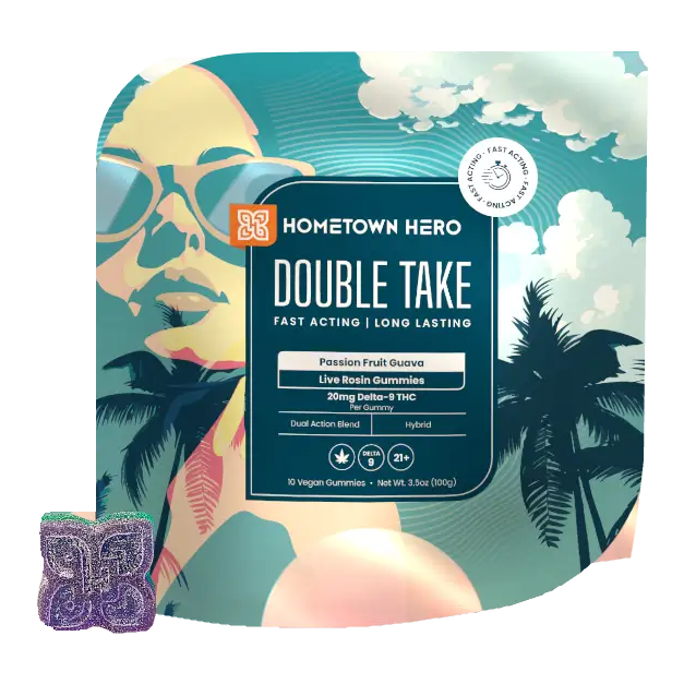 Hometown Hero Double Take Delta 9 Gummies Passion Fruit Guava 20mg (10 Count) | CBDdatabase.com