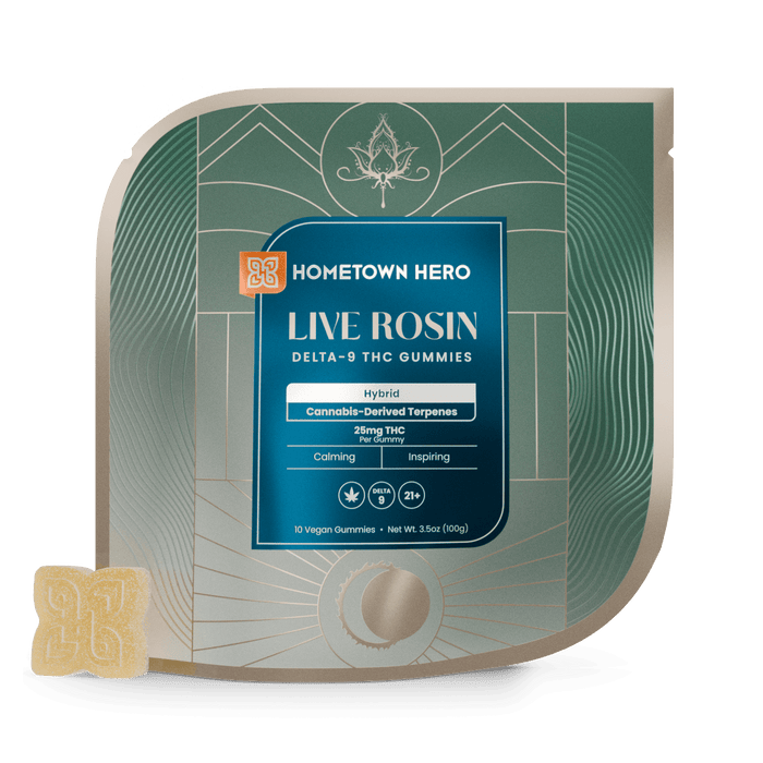 Hometown Hero Absolute Live Rosin Delta 9 Gummies Hybrid 25mg (10 Count) | CBDdatabase.com