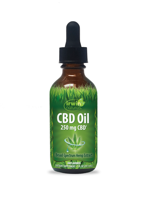 Irwin Naturals CBD Oil Unflavored 250mg (1 fl oz) | CBDdatabase.com