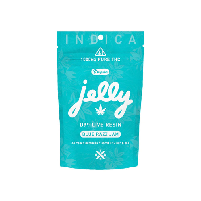 Jelly D9XP Live Resin Delta 9 THC Gummies 100mg and 1000mg 1000mg (40 Count) Blue Razz Jam