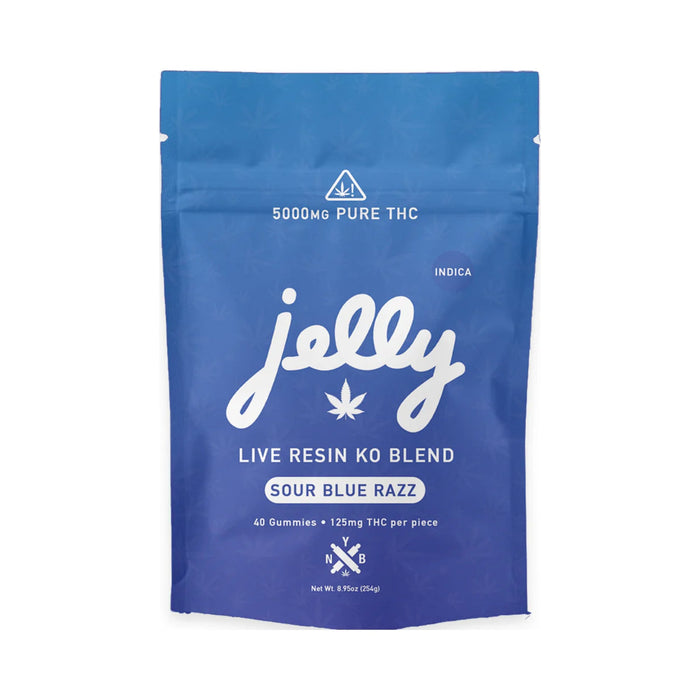 Jelly KO Live Resin THC Gummies 5000mg (40 Count) Sour Blue Razz