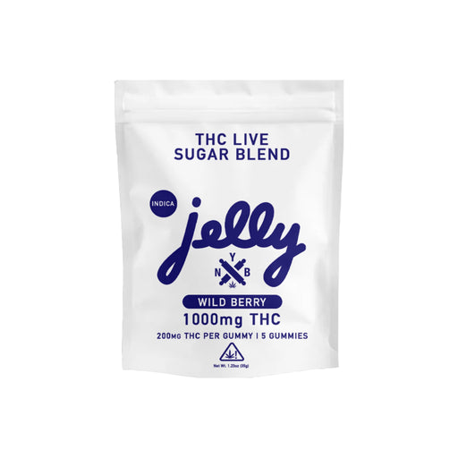 Jelly THC Live Sugar Blend Gummies 1000mg and 10000mg 1000mg (5 Count) Wild Berry (Indica)