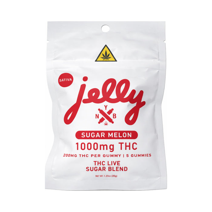 Jelly THC Live Sugar Blend Gummies 1000mg and 10000mg 1000mg (5 Count) Sugar Melon (Sativa)