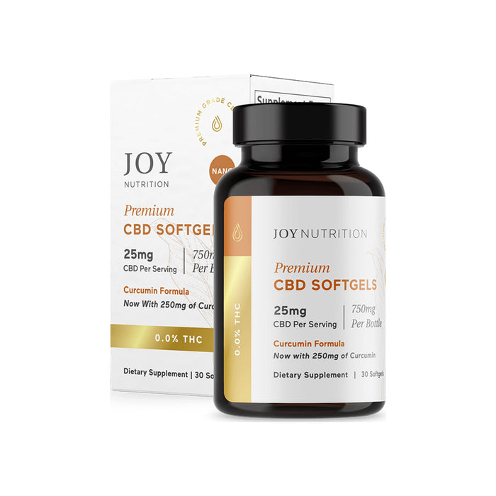 Joy Organics Broad Spectrum CBD Softgels with Curcumin 25mg (30 Count)