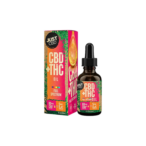 JustCBD CBD and Delta 8 THC Full Spectrum Oil 2400mg 30mL bottle and box