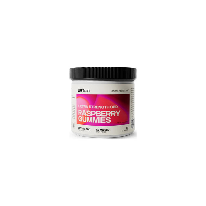 JustCBD Extra Strength CBD Gummies 2000mg Raspberry jar