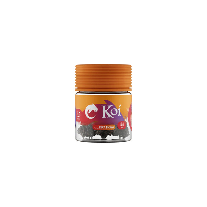 Koi THCA Flower 3.5g Oreoz jar front | CBDdatabase.com