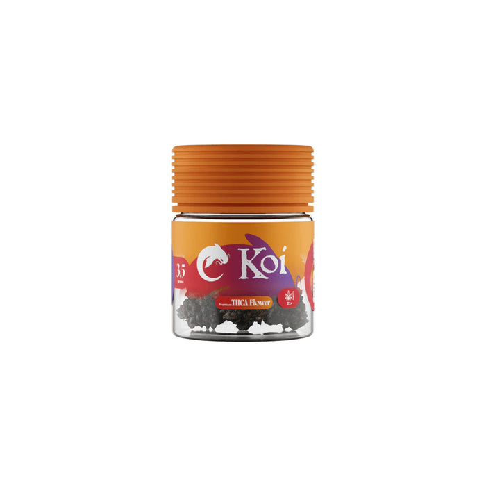 Koi THCA Flower 3.5g Zoap jar front | CBDdatabase.com