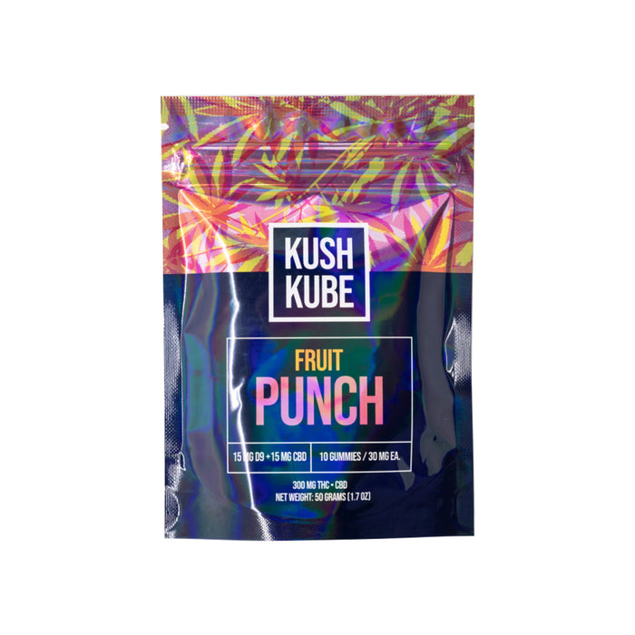 Kush Kube CBD and Delta 9 THC Gummies Fruit Punch 10 Count