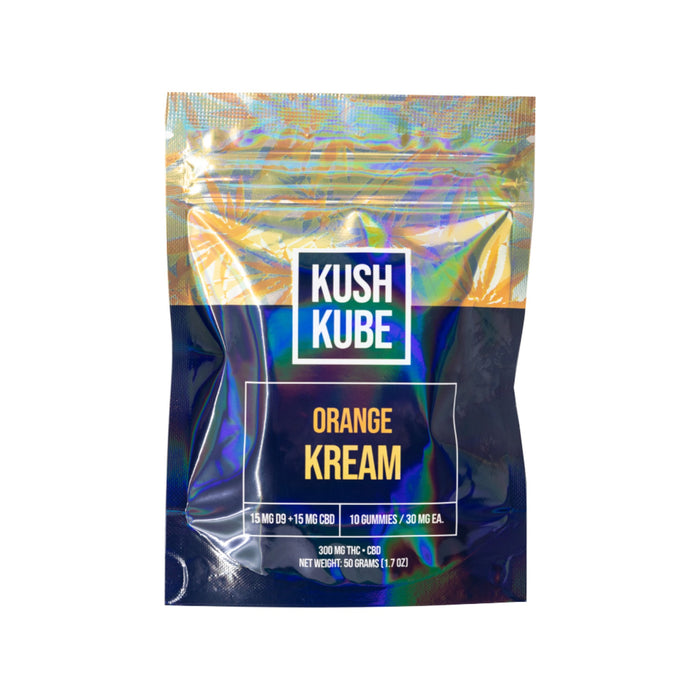 Kush Kube CBD and Delta 9 THC Gummies Orange Kream 10 Count