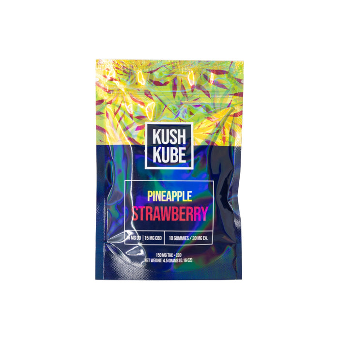 Kush Kube CBD and Delta 9 THC Gummies Pineapple Strawberry 10 Count