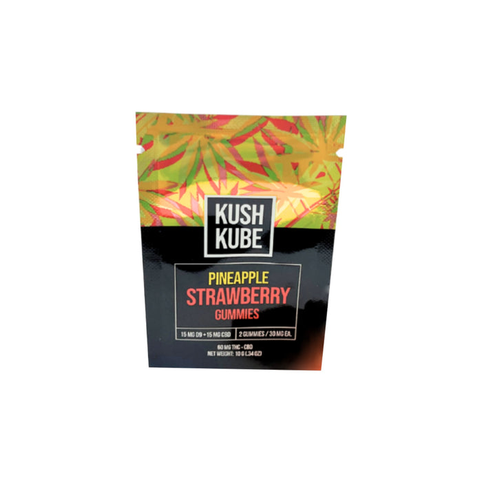 Kush Kube CBD and Delta 9 THC Gummies Pineapple Strawberry 2 Count