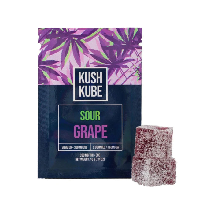 Kush Kube CBD and Delta 9 THC Gummies Sour Grape 2 Count