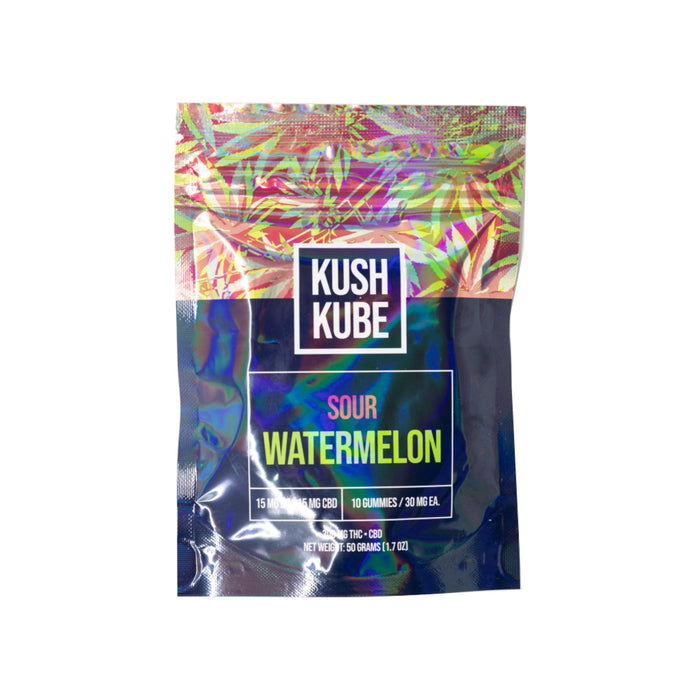 Kush Kube CBD and Delta 9 THC Gummies Sour Watermelon 10 Count