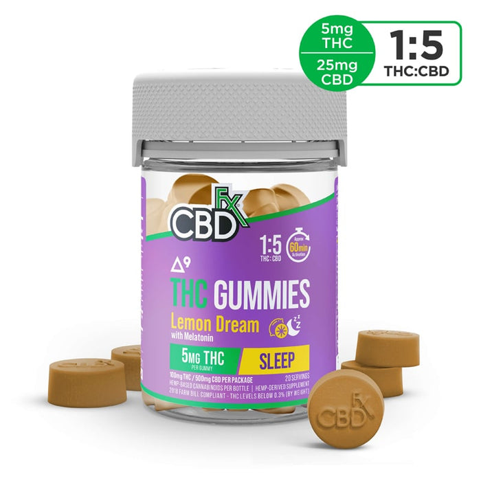 CBDfx Lemon Dream THC Gummies with CBD & Melatonin (20 & 40 Count)