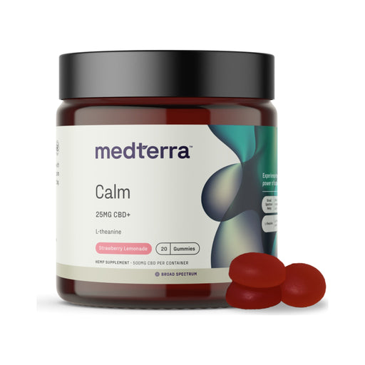Medterra Calm Broad Spectrum CBD Gummies Strawberry Lemonade 25mg (20 Count) front