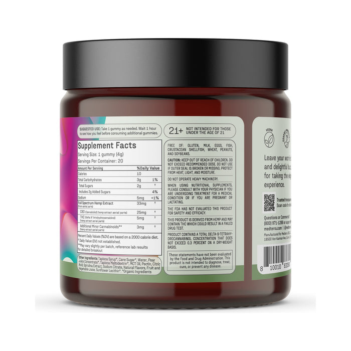 Medterra Daily Delight Full Spectrum CBD and THC Gummies 25mg CBD 5mg THC (20 Count) back