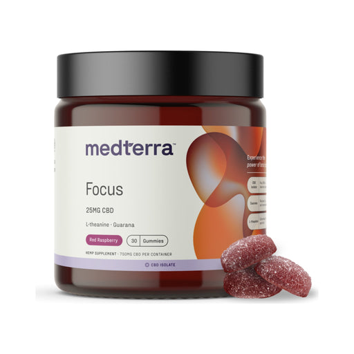 Medterra Focus CBD Isolate Gummies Red Raspberry 25mg (30 Count) front