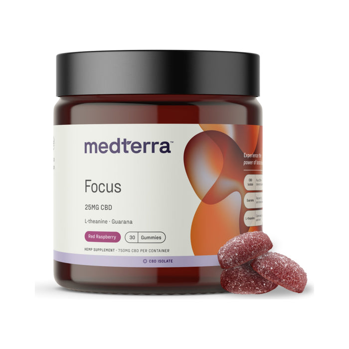 Medterra Focus CBD Isolate Gummies Red Raspberry 25mg (30 Count) front