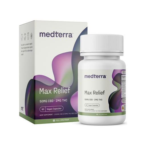 Medterra Max Relief Full Spectrum CBD and THC Capsules 50mg (60 Count) front