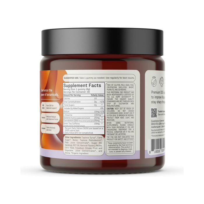 Medterra Sleep Tight CBD Isolate Gummies Blackberry Lemonade 25mg (30 Count) back label