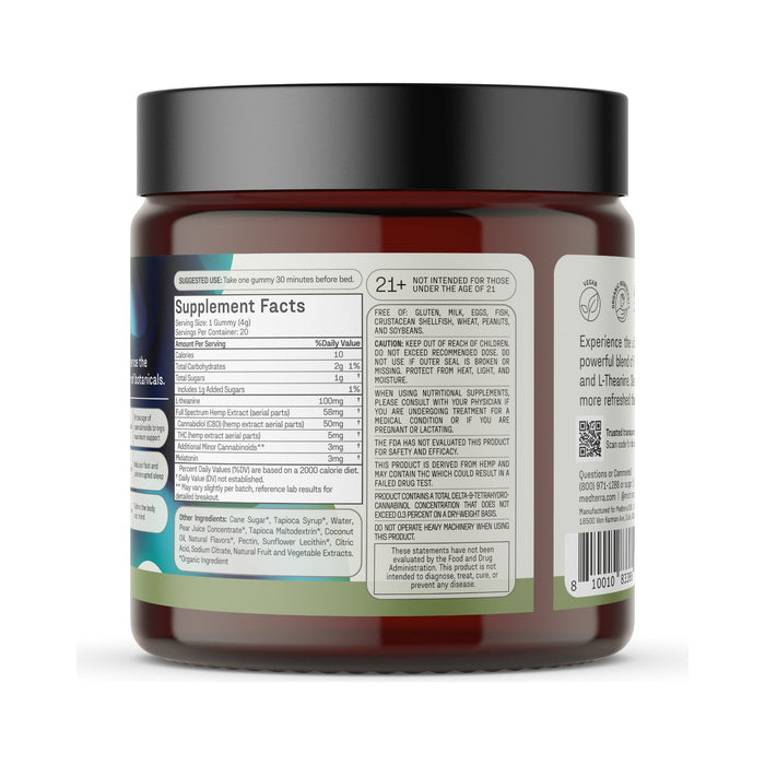 Medterra Sound Asleep Full Spectrum CBD and THC Gummies Blackberry 50mg CBD 5mg THC (20 Count) back