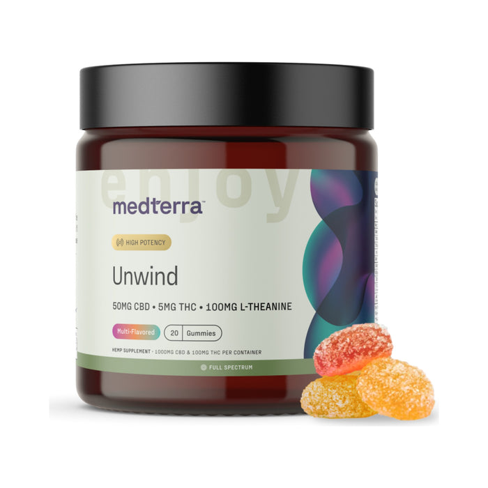 Medterra Unwind Full Spectrum CBD and THC Gummies 50mg CBD 5mg THC (20 Count) front