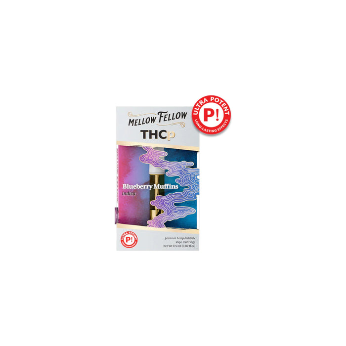 Mellow Fellow THCp Vape Cartridge 0.5mL Blueberry Muffins front | CBDdatabase.com