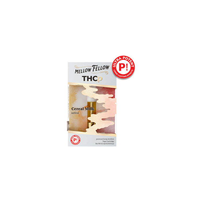 Mellow Fellow THCp Vape Cartridge 0.5mL Cereal Milk front | CBDdatabase.com