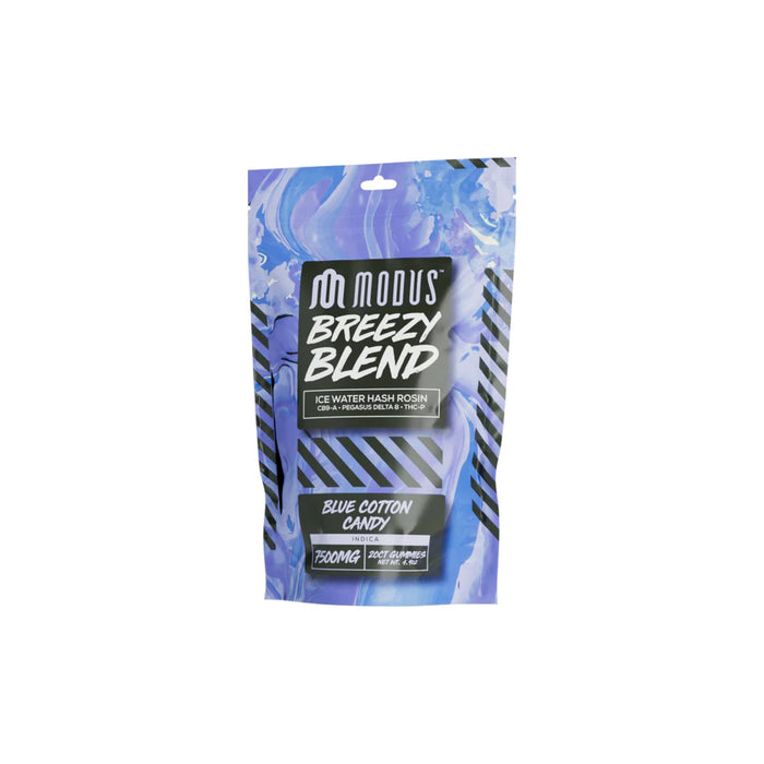Modus Breezy Blend Gummies 7500mg (20 Count) Blue Cotton Candy front | CBDdatabase.com